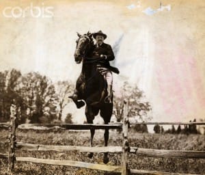 Theodore Roosevelt Jumps Fence on Horse