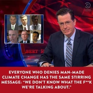 Jon Stewart makes the case for man-made climate change. 