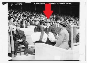 Jack Sullivan with George M Cohan, April 1912 selling a special newspaper to help survivors of the Titanic.