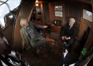 Eiffel's apartment atop the tower, now occupied by mannequins of Eiffel and Edison, a one-time guest. 