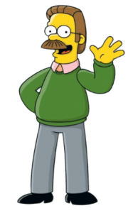Ned Flanders, cartoon conservative from "The Simpsons" He's generally well meaning and helpful, but also a bit creepy.